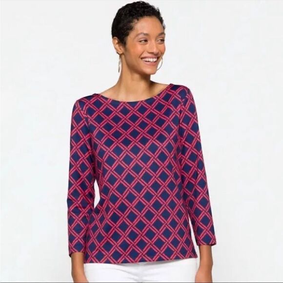 Vineyard Vines Printed Sankaty Boatneck Simple Tee Deep Bay Geo - Picture 14 of 16